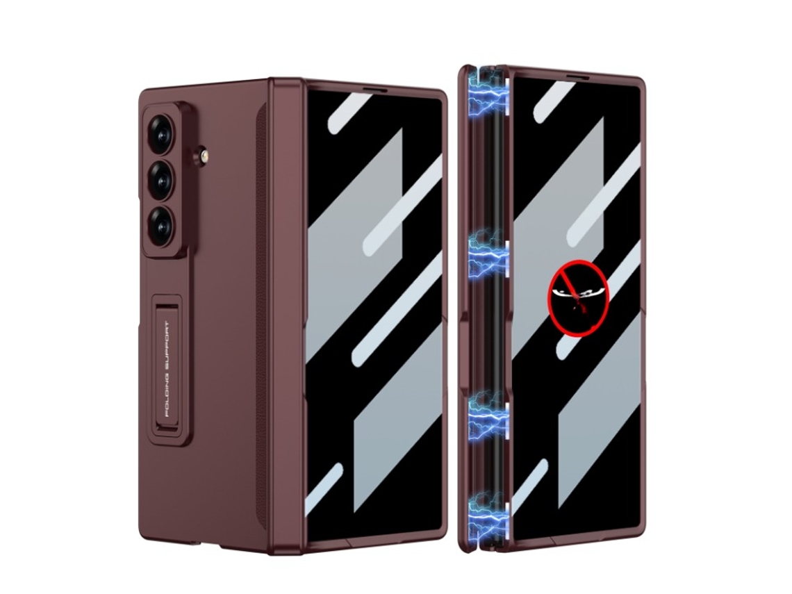 Capa Para Samsung Galaxy Z Fold 7 Suporte Protetor Ecrã Vermelho Czhhmart