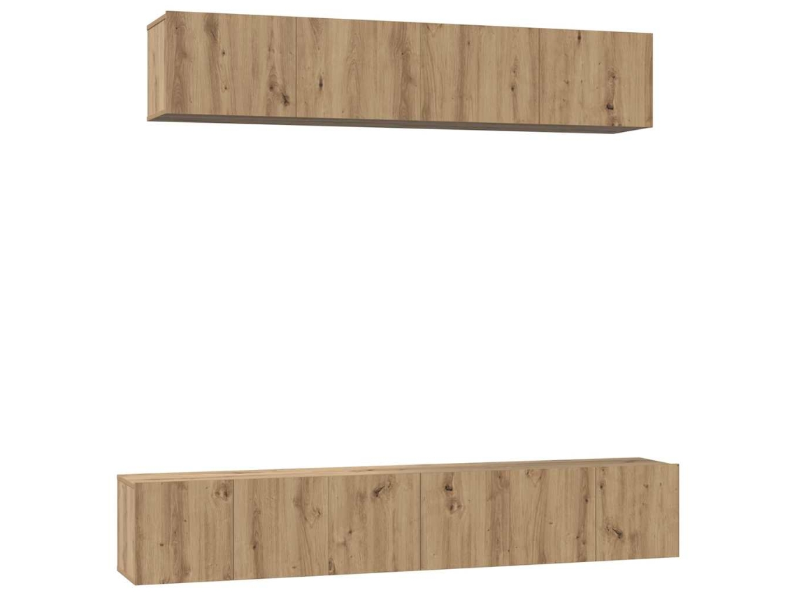 Conjunto Móvel Tv Carvalho Artesanal MAISON EXCLUSIVE 5 Peças