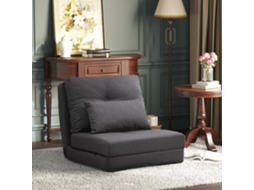Sofá de chão 2 em 1 com encosto ajustável, cama dobrável, almofadas decorativas, linho, assento de chão confortável Liptaptyn