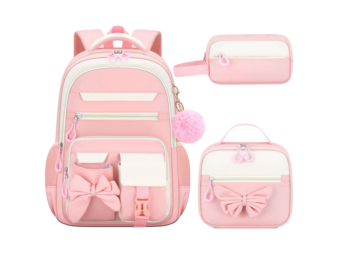Conjunto De Três Peças «borboleta» Com Mochila De Grande Capacidade (rosa)
