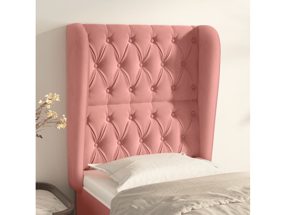 Vidaxl Cabeceira De Cama C/ Abas Veludo 83x23x118/128 Cm Rosa