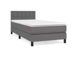 Cama com Molas Couro Artificial Cinza MAISON EXCLUSIVE 80x200 cm