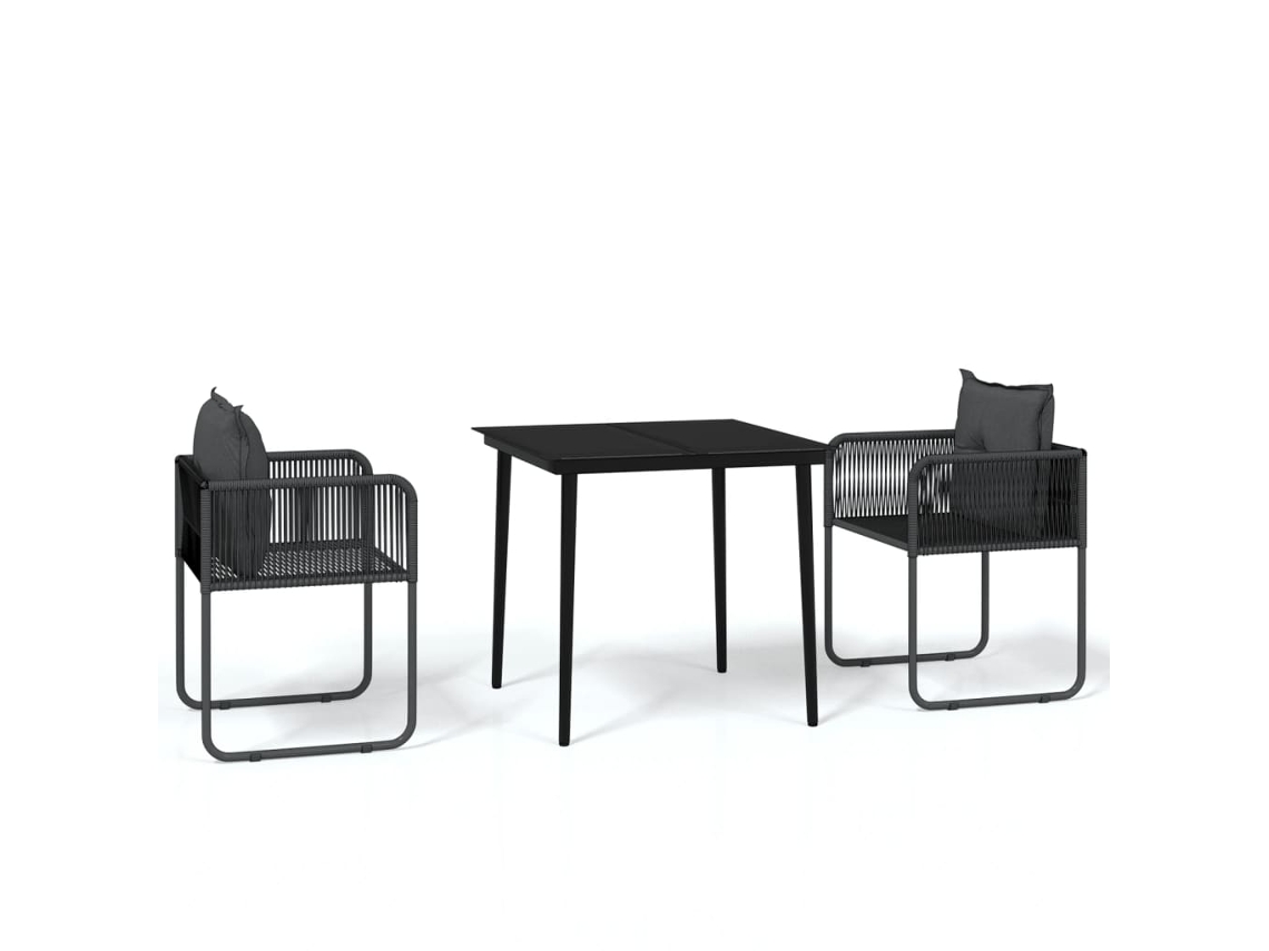 Maison Exclusive - 3 Pcs Conjunto De Jantar Para Jardim Preto