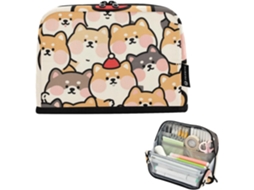 Estojo Feminino Grande Essencial Para A Escola Estampa De Cachorro Shiba Inu