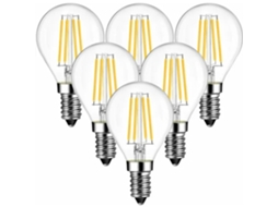 Lote De 6 Lâmpadas Led Filamento E14 4w Vintage Edison,não Regulável,vidro Âmbar,mini Globo Btforus