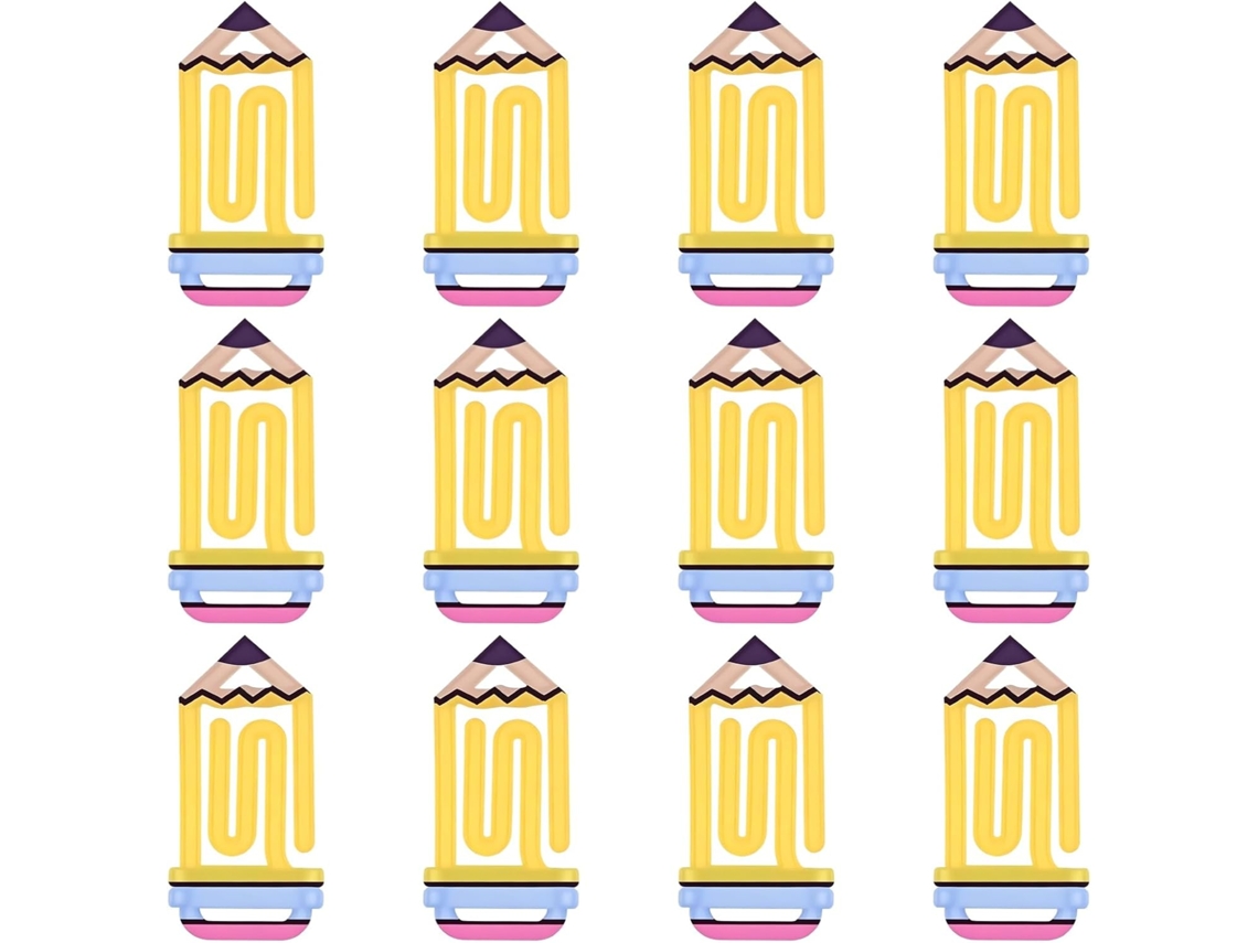 Conjunto de 12 Clips de Papel Acrílicos para Lápis, Tamanho Jumbo 10 (16 cm), Ideais para Presentear Professores, Clips Macios