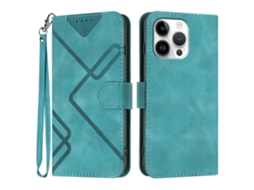 Capa Em Couro Pu, Para Apple Iphone 16 Pro Max - Azul Bebé