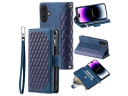 Capa Em Couro Pu, Azul Para Apple Iphone 16 Plus