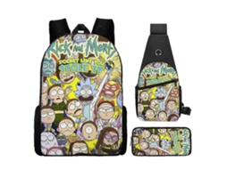 Mochila De Três Peças Com Animação De Desenho Animado Rick E Morty Para Estudantes Olysi Shop