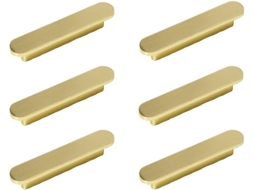 Conjunto de 6 puxadores dourados para armário de cozinha, latão escovado, 96 mm X001