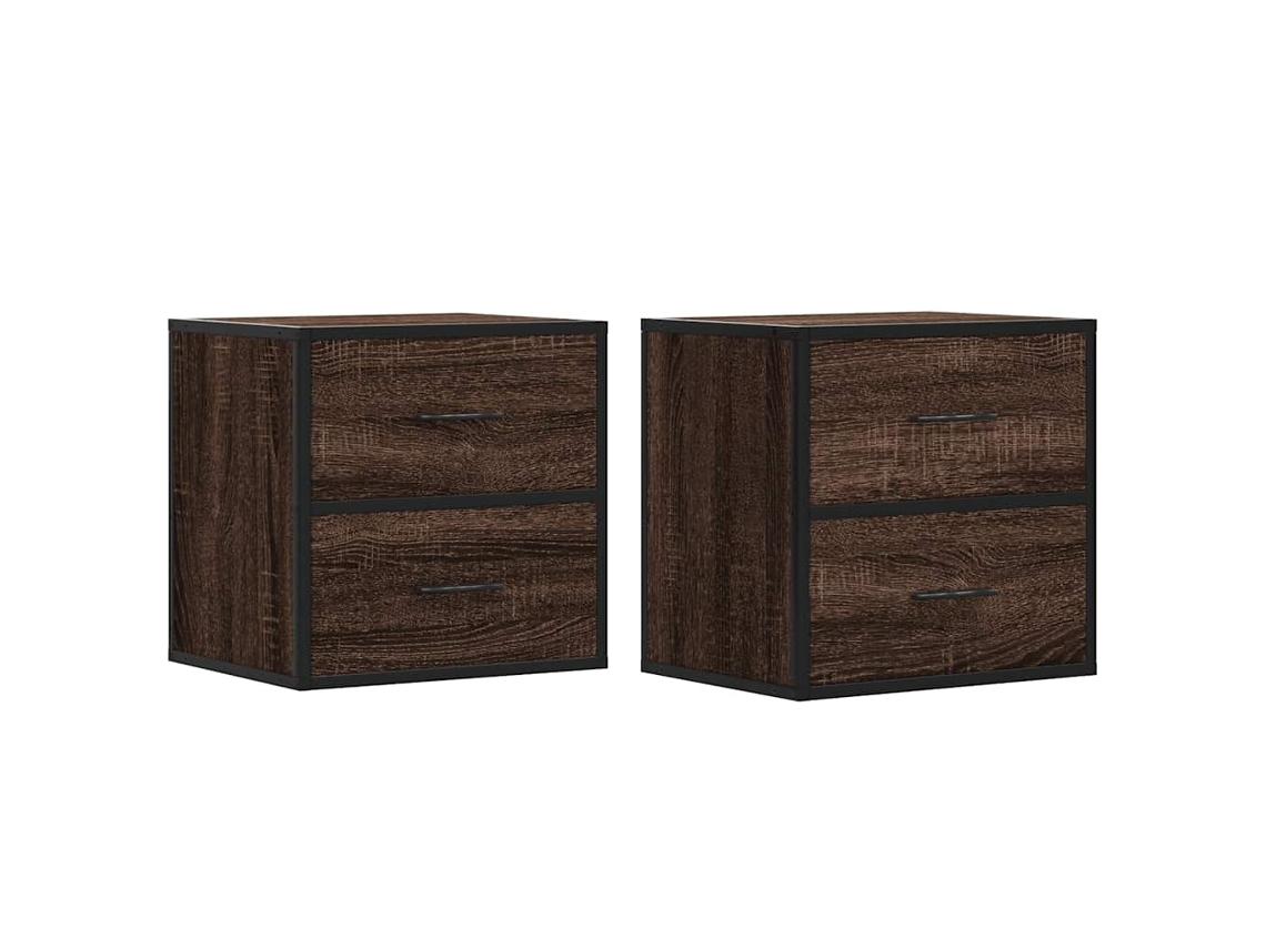 Wall-mounted Bedside Cabinet, Wall-mounted Bedside Cabinets Vidaxl Marrom Madeira Processada (n/a)