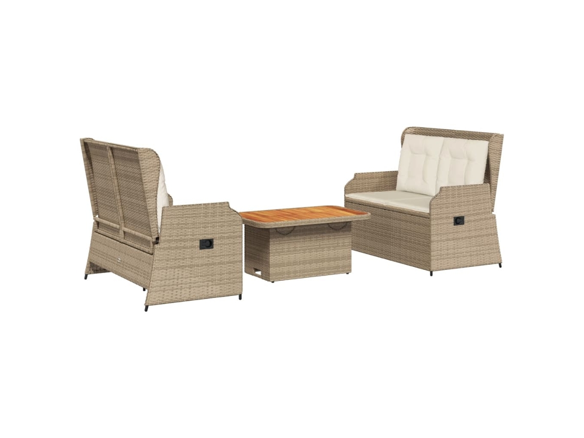Garden Lounge Set, Garden Lounge Sets Vidaxl Bege Rattan / Vime (90 X 55 X 40/71 Cm)