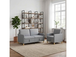 Vidaxl Conjunto De Sofá Com Armazenamento 2 Pcs Cinzento-claro