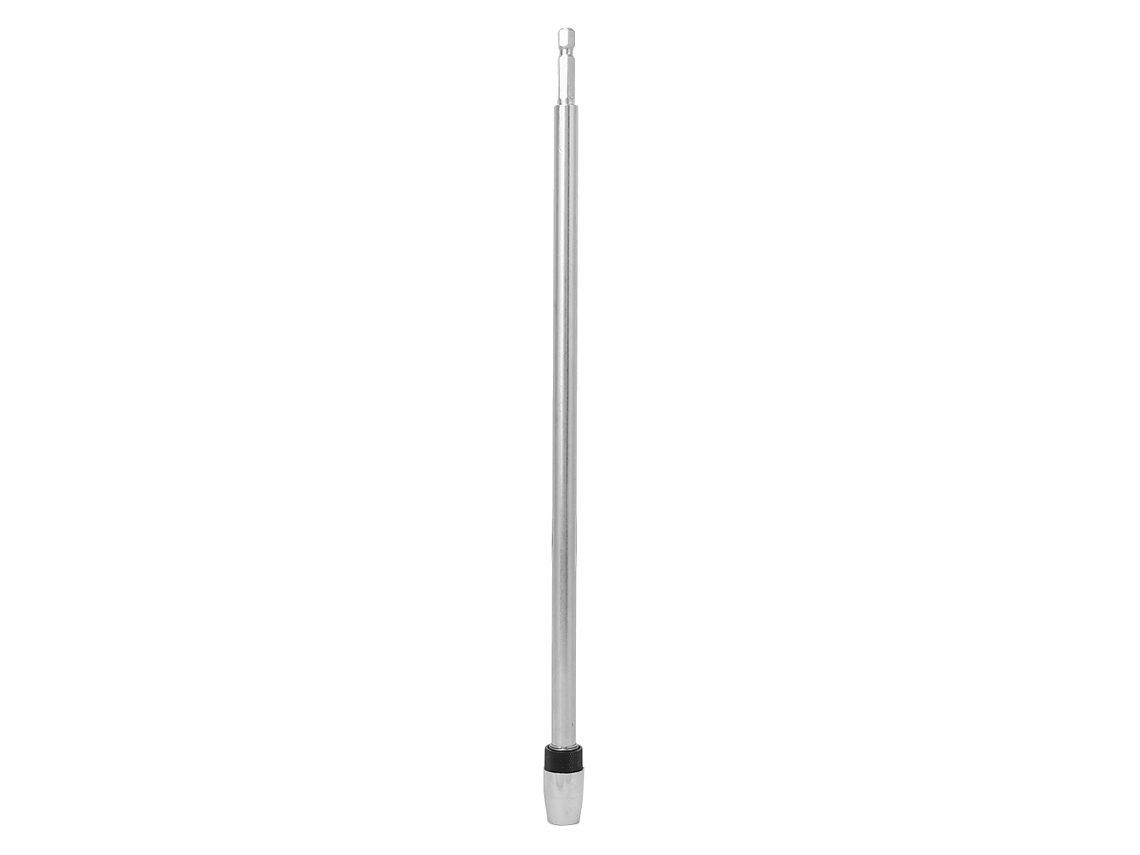 Mandril magnético para parafuso em aço carbono prateado com haste hexagonal de 1/4" (300 mm) para furadeira elétrica