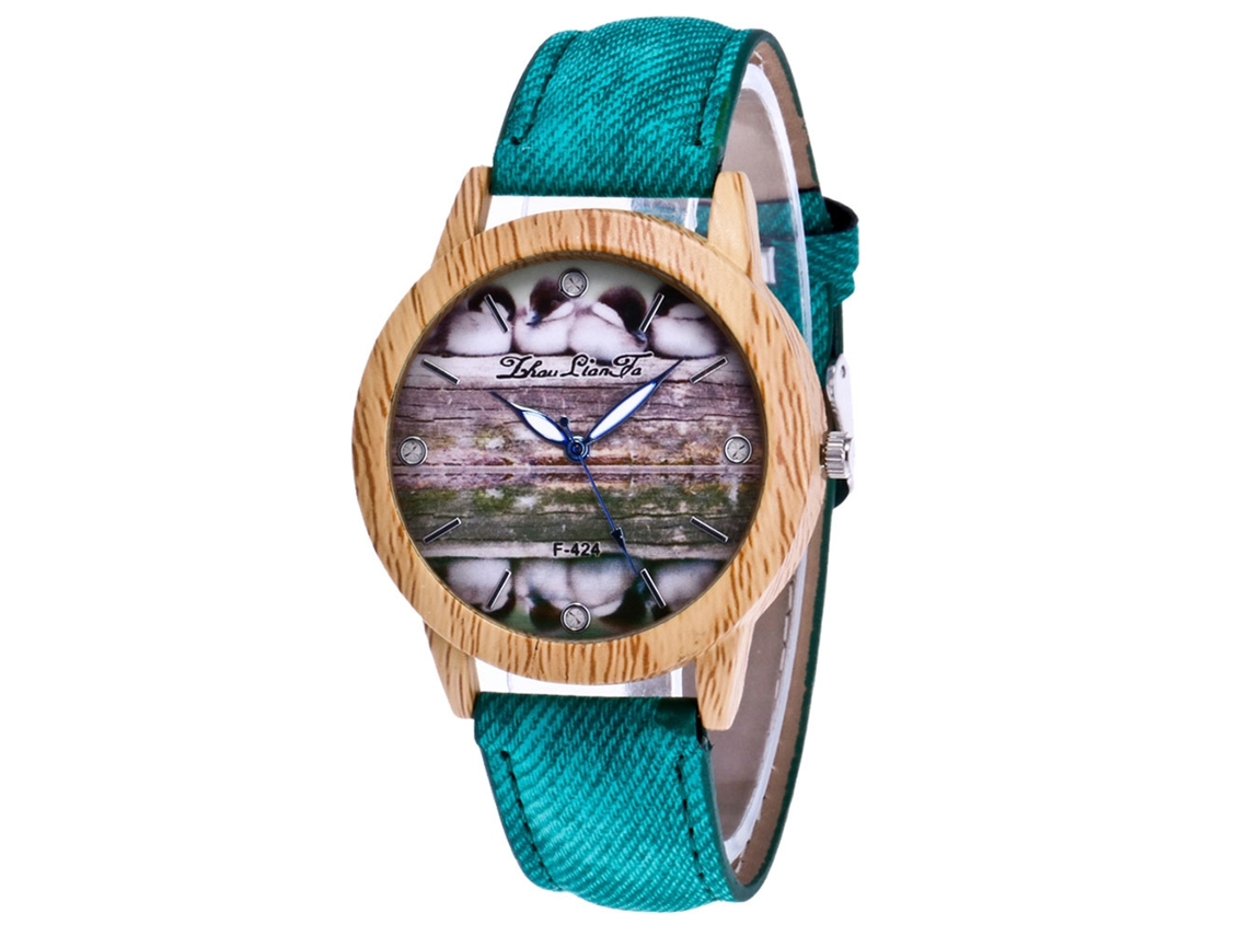 Relógio de Quartzo Moda Empresarial Estilo Vintage Pulseira de Couro Pu (verde)