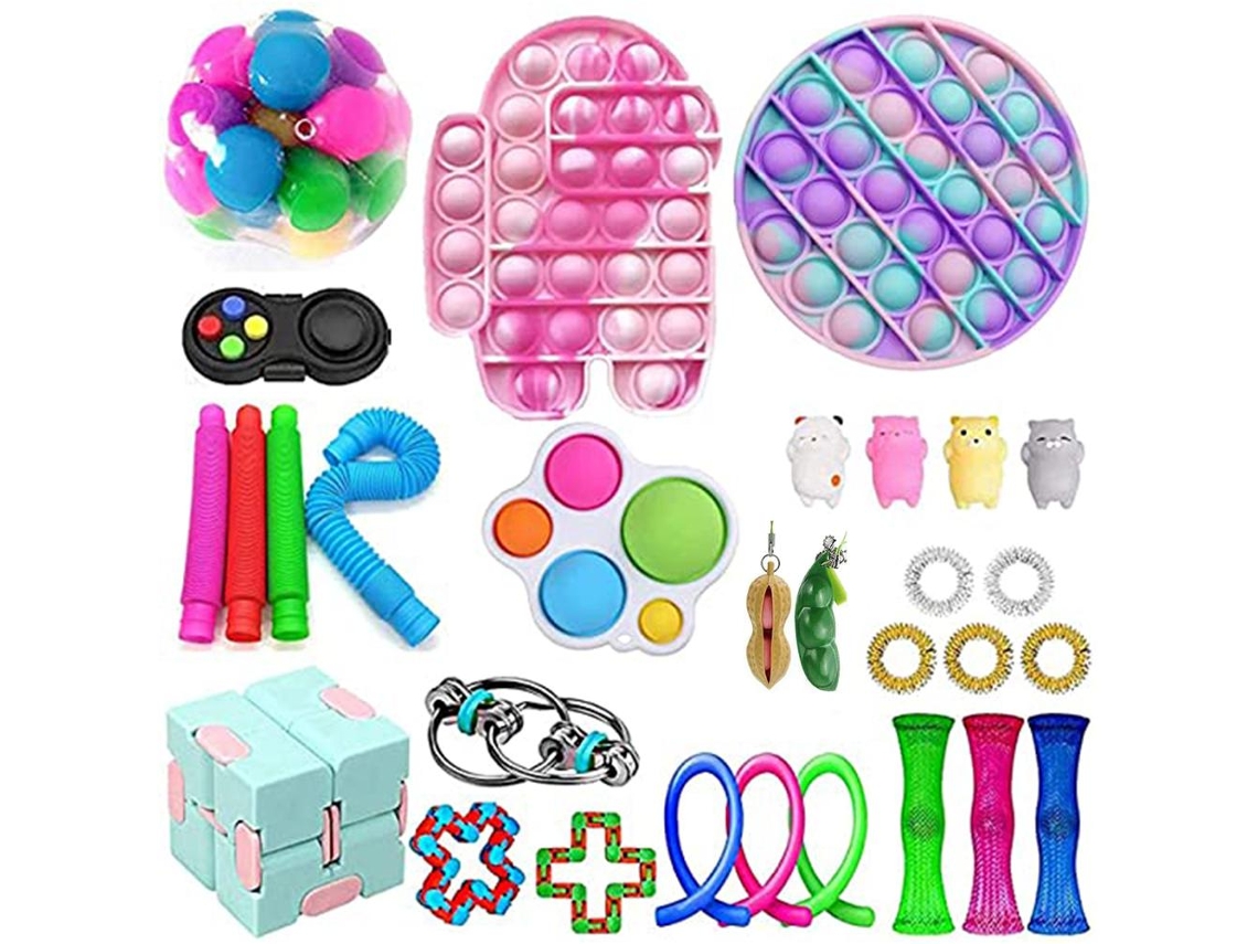 Ats 30 Piezas de Brinquedos Sensoriales de Burbujeo Push Brinquedos de Descompresión para Niños Adultos Ansiedad Autismo