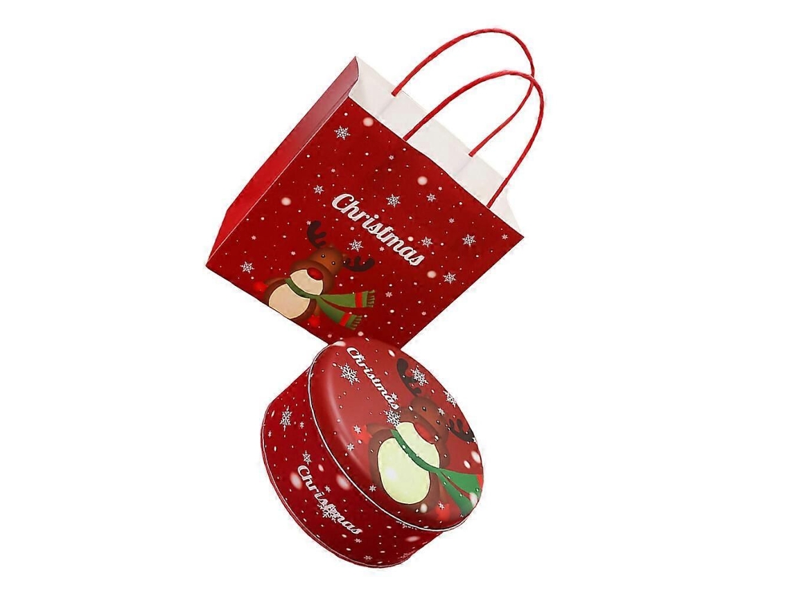 1peça Lata De Doces De Natal, Caixa De Presente Criativa Com Sacola (estilo E Cor Aleatórios)