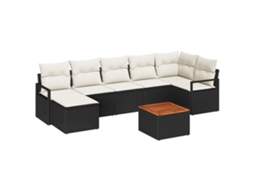 Conjunto 8 Conjunto De Sofás Para Exterior Vidaxl Preto Vime Pe (55 X 55 X 37 Cm)