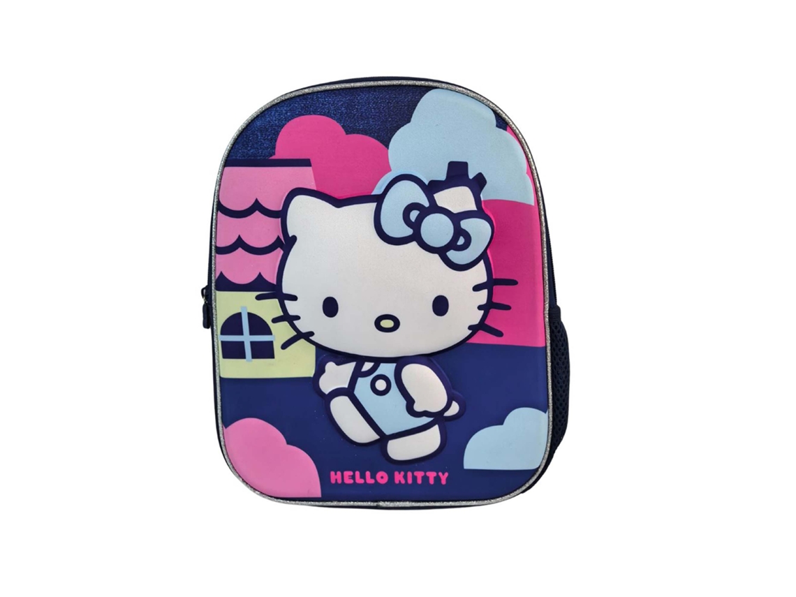Hello Kitty - Mochila Pré-escolar 25x10x32 Cm, Licença Oficial, Design 3d, Infantil, Desenhos Animados, Material Escolar, +3 Anos