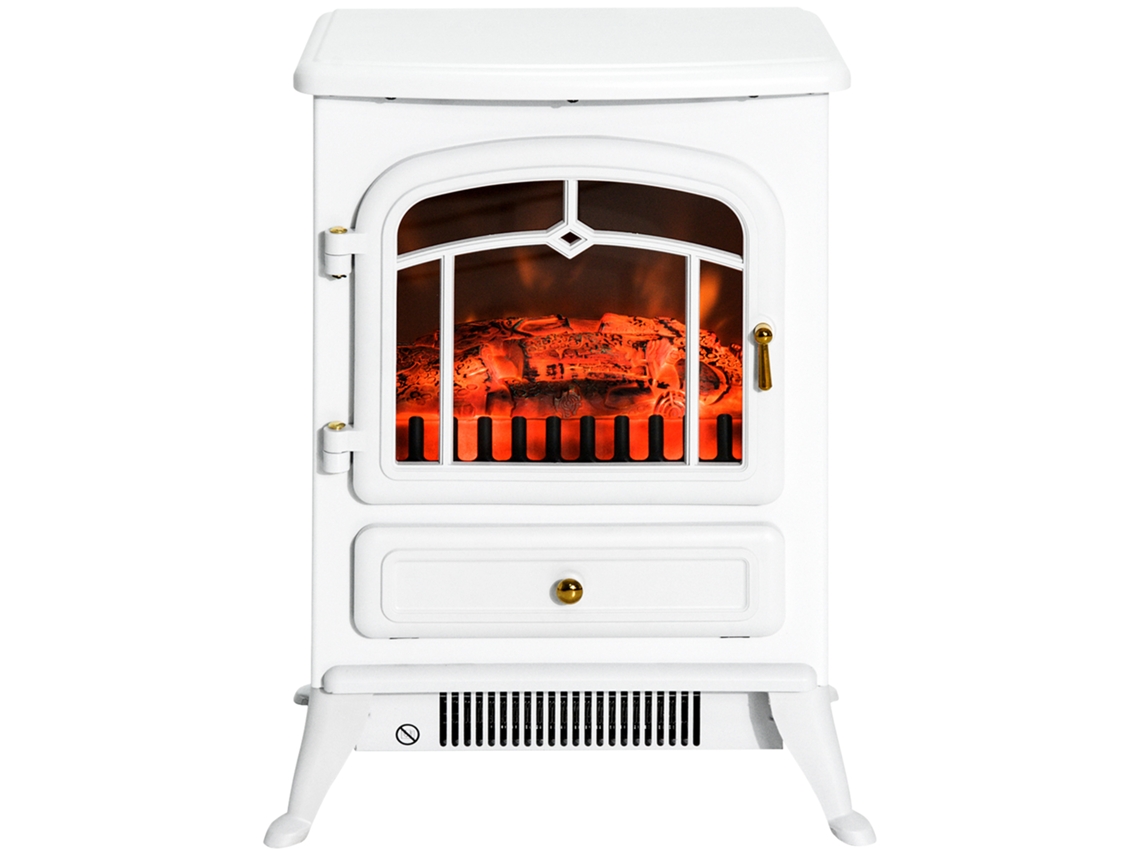 Fogão Elétrico com efeito Chama, Termostato, 950 1850w, Branco, Anti superaquecimento, Estilo Retrô S/MARCA