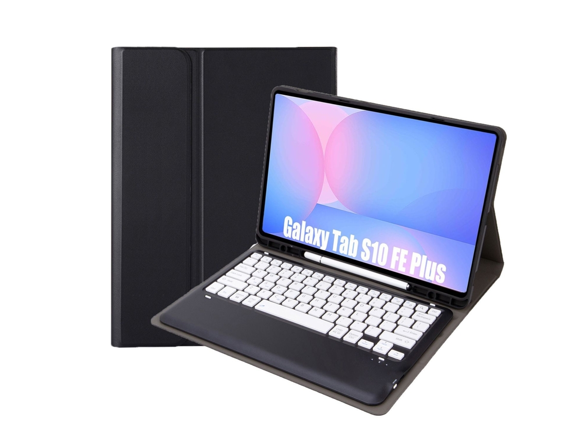 Lurelia Capa Com Teclado Bluetooth Para Samsung Tab S10 + 12.4 Com Teclado Bluetooth, Layout Pt, Preto E Branco