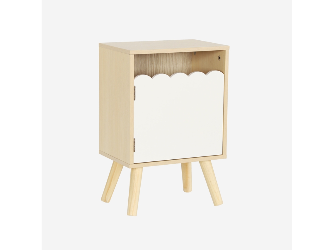 Mesa de cabeceira infantil Sweek de madeira com 1 porta