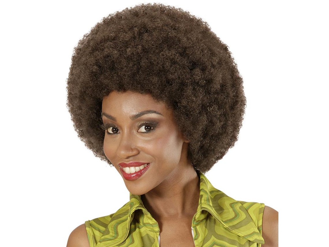 Peruca afro castanha ajustável e lavável para adulto