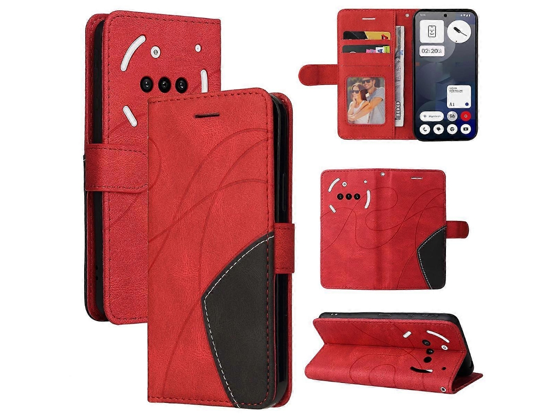 Capa De Celular Flip Em Couro Bicolor Para Nothing Phone 3a