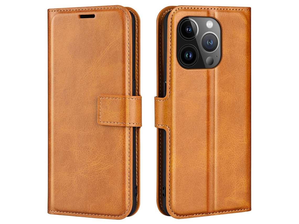 Capa Textura Gémeo Para Iphone 15 Pro Max Pele Sintética Magnética Amarelo