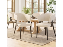 Cadeira De Jantar 4 Peças - Ergonómica, Leve, Com Encosto Curvo - Bege