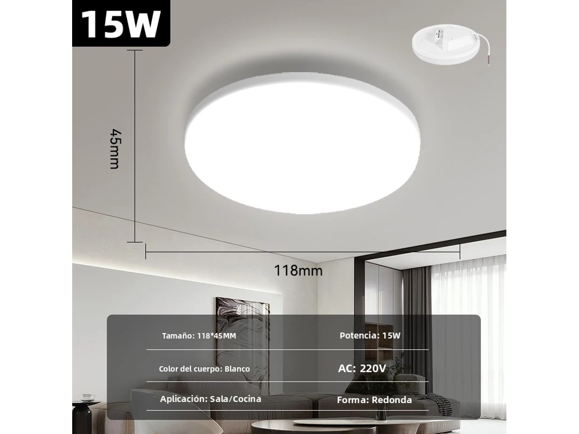 Luminária de Teto Led Redonda Moderna , Iluminação em Pvc com Economia de Energia. MDUG (15w, Luz Quente)
