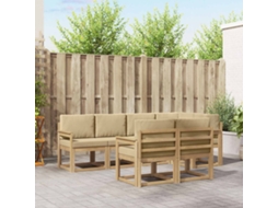 Vidaxl Conjunto De Sofás Para Exterior 7 Unid. Branco E Bege Poliéster