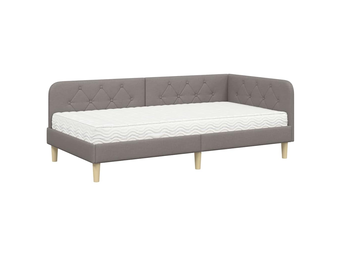 Estrutura de Cama de Canto Cinzento Acastanhado com Tecido MAISON EXCLUSIVE 100x200 cm