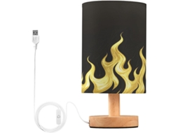 Abajur De Mesa Preto Fluorescente Efeito Chama Dourada, Ideal Para Casas De Campo, Quartos, Mesas Infantis E