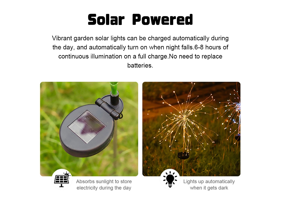 Modos Luzes De Fogo De Artifício Solar À Prova De Água Para Jardim, Pátio, Caminho Other