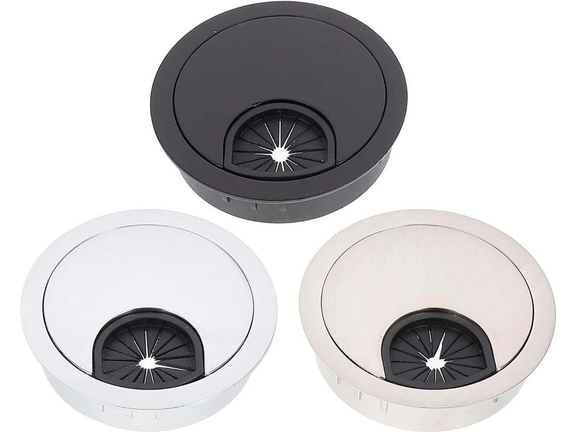 Conjunto de 6 peças redondas de passa-cabos para mesa, em liga de zinco.