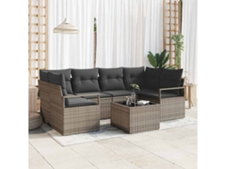Vidaxl Conjunto De Sofá De Jardim 7 Unid. 6-número De Lugares Cinzeto