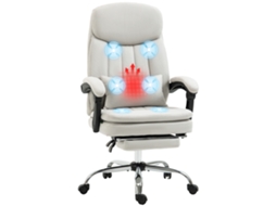 Cadeira de Escritório com Função de Massagem e Aquecimento, Ergonômica, 66x67x110 118cm, Branco Cremoso
