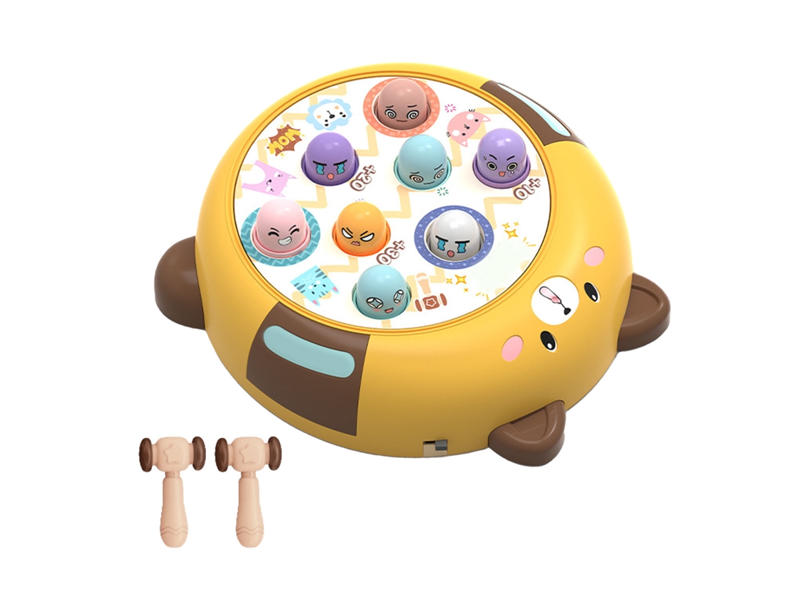 Rebe-brinquedo De Golpe Interativo Para Crianças Com Rotação De 360 Graus, Música, Luz E Bonito Emoticon Amarelo