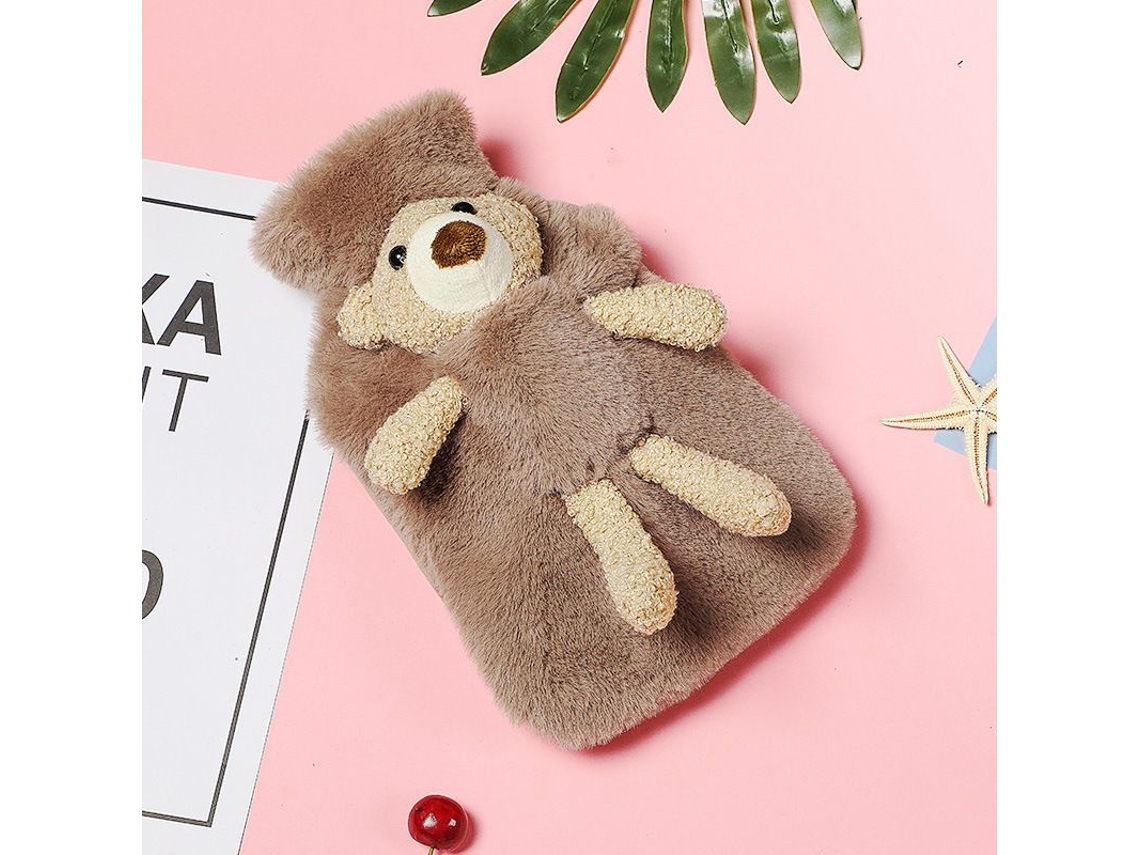 Bolsa De Água Quente Com Capa Macia De Urso Para Aliviar Dores Nos Ombros, Terapia Fria E Quente, 1l, Marrom