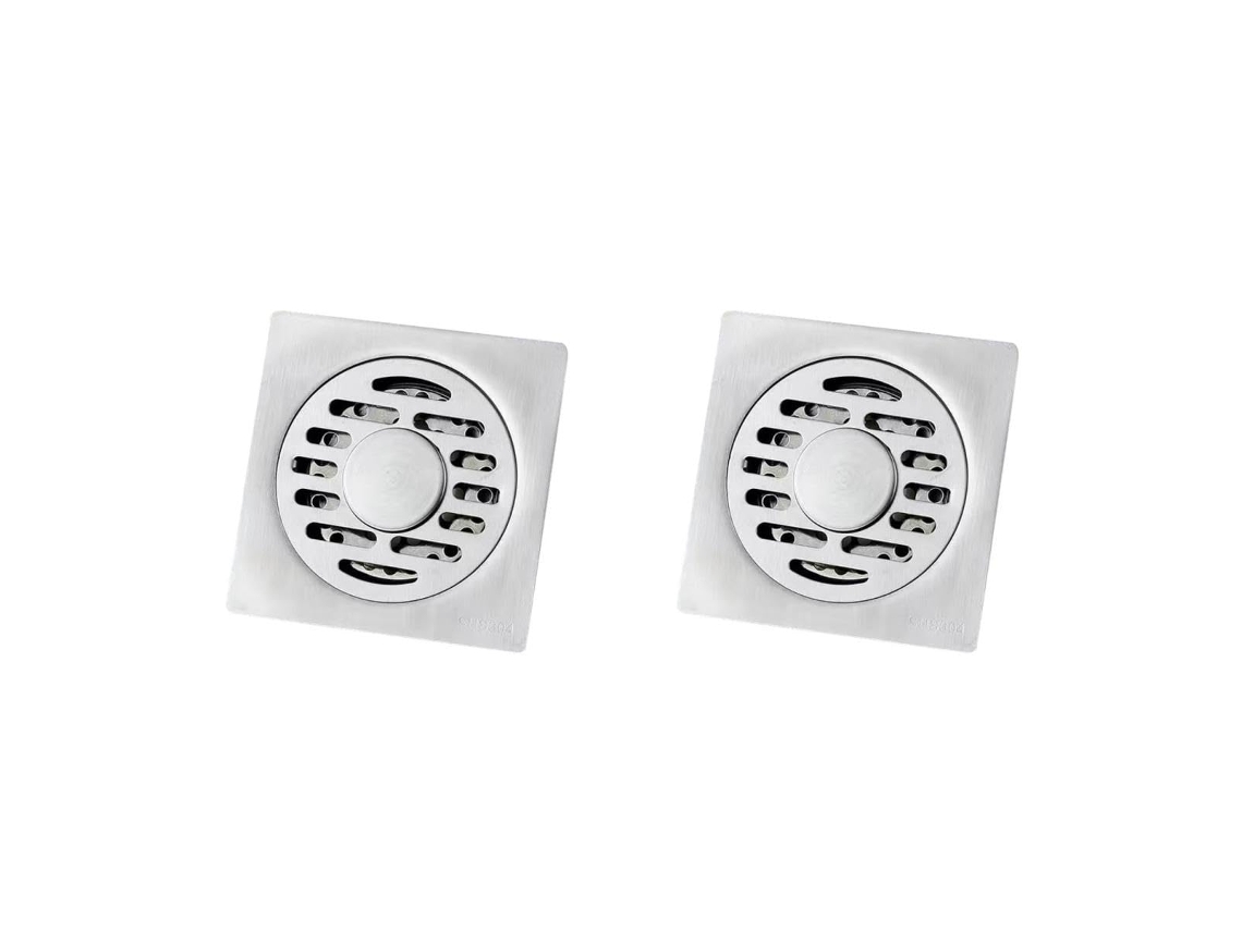 Pia De Aço Inoxidável De 2 Peças Com Ralo Quadrado E Sistema Anti-entupimento Para Banheiro E Cozinha.