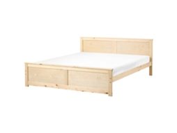 Cama De Casal Beliani Dauphin De Madeira De Pinho Castanho Claro 180x200