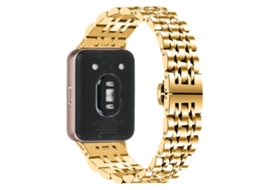 Bracelete Para Honor Watch X5 - Aço Inoxidável - Fecho Borboleta - Sete Contas Dourada