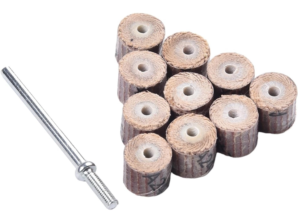 Conjunto De 10 Discos Lixa Flap 3 8 Polegadas Para Ferramentas Rotativas, Kit De Polimento Com Mandril Para Metal