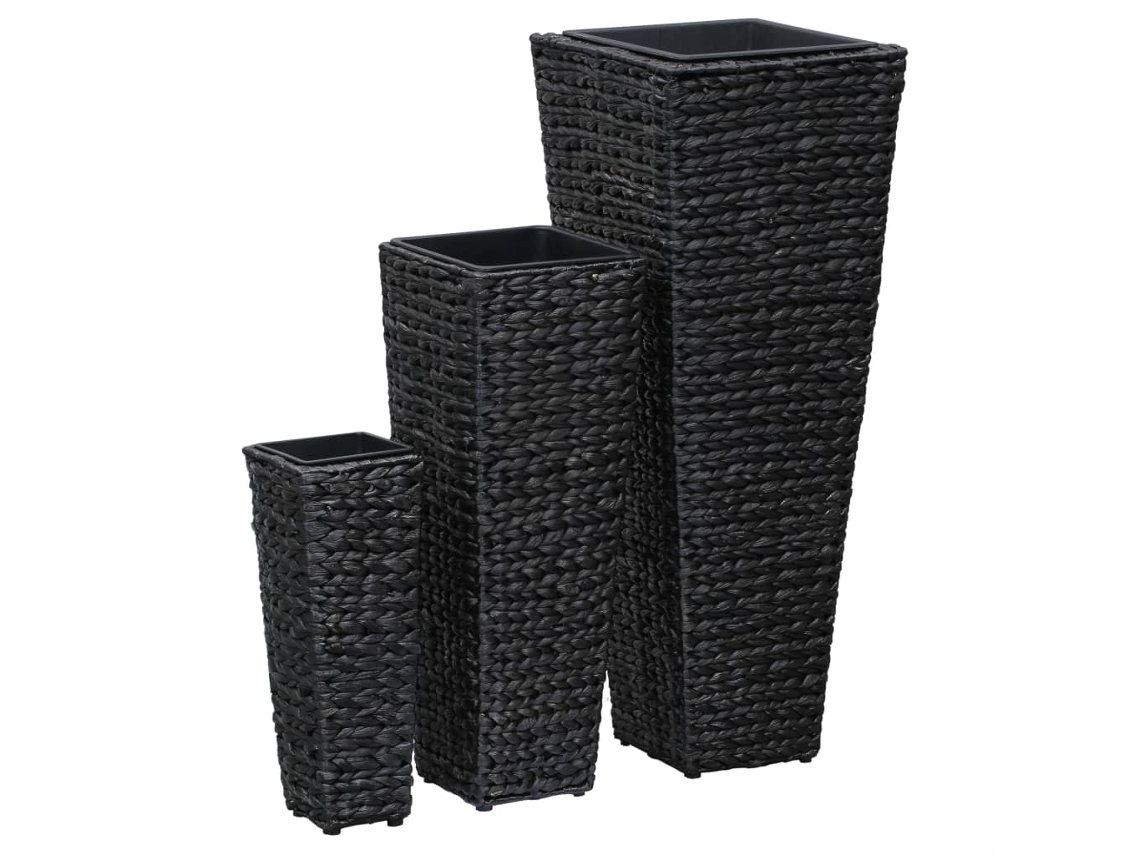 Vidaxl Vasos/floreiras 3 Pcs Jacinto De Água Preto