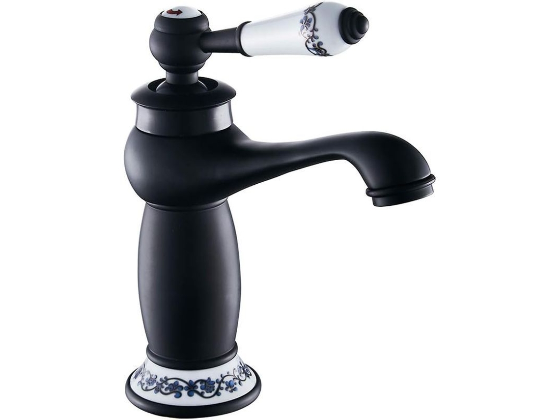 Grifo De Lavabo Victoriano De Lujo Negro Mono Para Baño Y Cocina Clásico De Latón Con Grifería Mezcladora