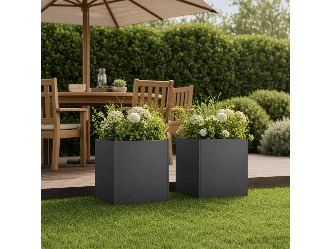 Vidaxl Vaso De Jardim 2 Unid. Preto 35 X 35 X 35 Cm