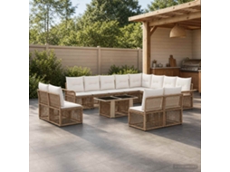 Vidaxl Conjunto De Sofá De Jardim 13 Unid. Bege E Branco Creme Vime Pe