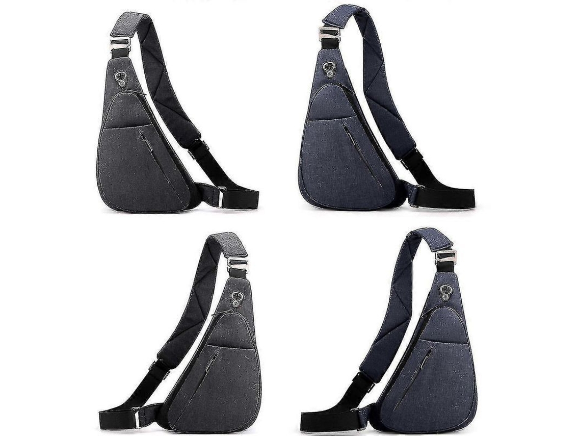 Mochila Pecho Hombre Impermeable Viaje Small Mochila Un Hombro Diagonal Multicapas Ergonômica 35x22x4cm Ombro Direito Preto