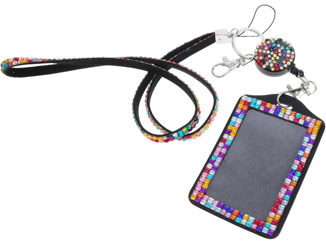 Lurelia Porta-crachá Retrátil Vertical Com Cordão Em Resina E Veludo Para Escritório E Escola